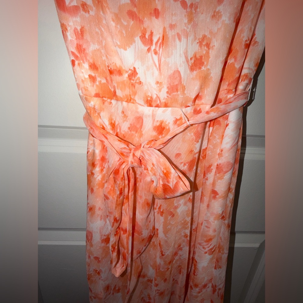 DKNY Orange Floral Midi Dress - Picture 3 of 6